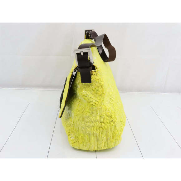 Fendi Mamma Baguette Lemon Yellow Beaded Shoulder Bag - Picture 16 of 16